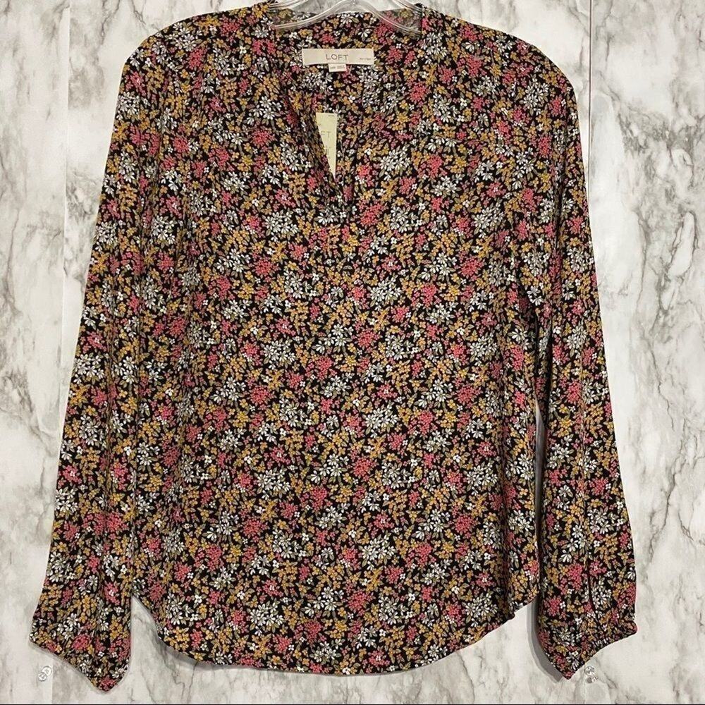 Loft Dainty Floral Multicolor Blouse Womens XXSP NWT - Picture 2 of 8